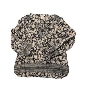 Sundance Catalog Women's Size Med Floral Blouse Top 100% Silk Boho Peasant Tie